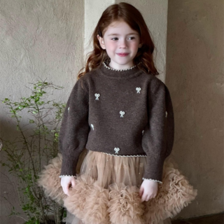 하와즈 여아 퍼프소매 러블리 탑 니트 스웨터 상품 이미지