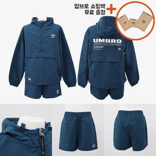 [백화점신상판/AS가능] 엄브로 클래식 긴팔 후드형 아노락 여름 반바지 셋업 트레이닝복 세트 남자 남성 happyJ 퍼플 블루 UQ221CWT41 UQ223CHP42