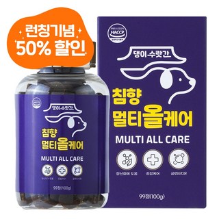 강아지 종합영양제 기관지 피부 관절 눈 심장 유산균 항산화 면역력 댕이수랏간 침향 멀티올케어 100g, 1개, 99정