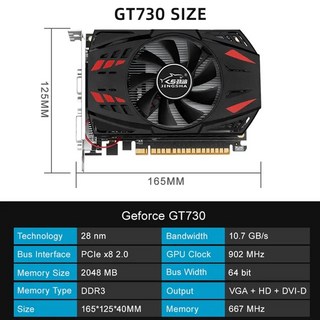그래픽카드 3060 ti rtx 2060 3070 3080 4070 1650 컴퓨터 PC 게임용 그래픽 카드 마이닝 플라카 RX580 GD, GT730 2GB DDR3, 04 GT730 2GB DDR3_01 CHINA