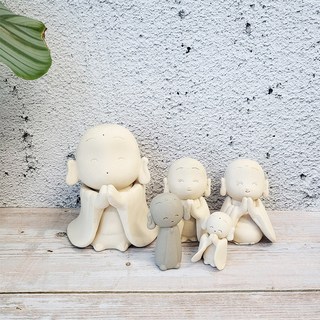 컨츄리아이템 불공 동자승 스님 도자기 인형 세트, 1세트, 머드