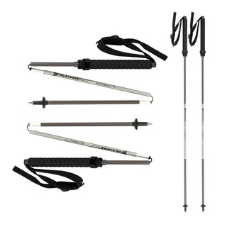리얼하이크 국내제작 초경량 140g 1set (2ea) 듀랄루민7001 접이식 등산 스틱 노마드폴 2개, 티타늄그레이, 1세트