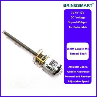 액츄레이터 전동 실린더 Bringsmart 미니 전기 나사 감속기 M4 55mm 나사산 샤프트 DC 기어 모터 3V 6V 12V 15 rpm 30 50 60 100 2, 100rpm, 기타, 1개