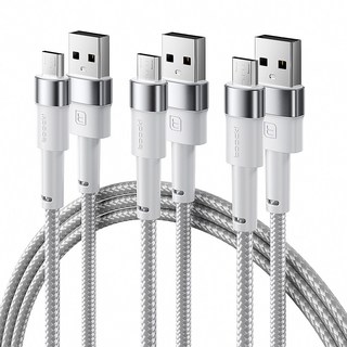 Toocki USB A타입 마이크로 5핀 고속 충전 케이블, 3개, 화이트, 1m