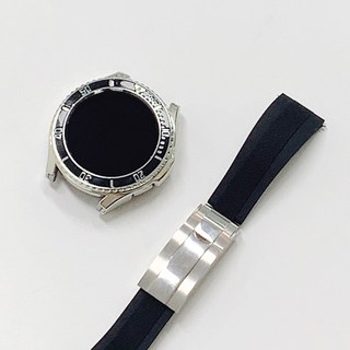 우먼스9999 갤럭시워치 4/4 클래식/5 20mm 호환 마리너 케이스 + 러버 스트랩 세트, 블랙콤비, 46mm
