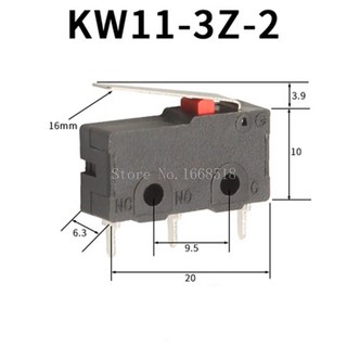 KW11-3Z 롤러 아크 레버 스냅 액션 푸시 마이크로 스위치 2 핀 3 NO NC 미니 리미트 5A 250VAC 10 개, [14] KW11-3Z-2, 10개