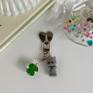 달링고양이 키링 로맨틱 진주리본 아이폰 핸드폰 고리