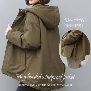 아이런코리아 메이 후드 여성 바람막이 자켓 봄가을용 간절기 아우터