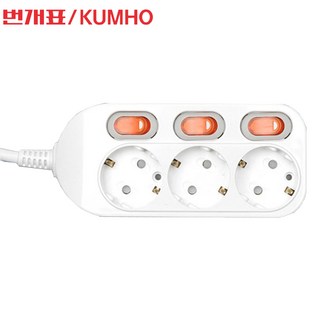 금호전기 번개표 국산 3구 3M 개별 멀티탭 멀티코드 멀티콘센트, 1개