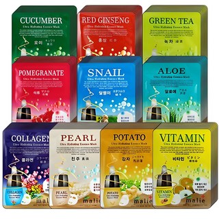 마리에 에센스 마스크팩 100매 콜라겐 달팽이 진주 알로에 석류 홍삼 로얄젤리 비타민 감자 녹차, 1개, 100개입