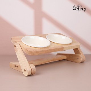 애구애구 반려동물 자유조절 원목식기 2구, 민트, 1개