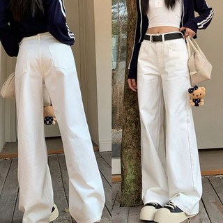 에쥬아 하이웨스트 청바지 일자핏 데님 와이드팬츠 얇은 봄가을 바지