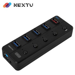 넥스트유 USB3.0 4포트+충전 1포트 유전원허브 /NEXT-UH305, BLACK (1년무상 A/S), 1개