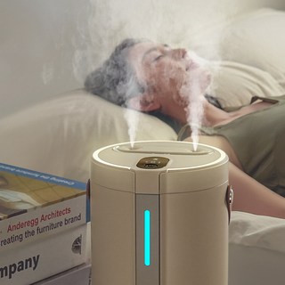 휴대용 무선 미니가습기 저소음 USB 탁상가습기 사무실가습기 2리터 18시간 연속사용, 아이보리