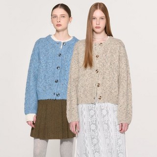 [백화점출고] 제너럴아이디어 가디건 여성 울 더스트 케이블 /택1 블랙 블루 오트밀 니트 카디건