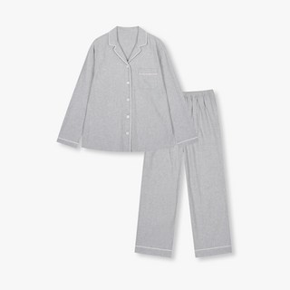 JAJU 여 플란넬 파자마 세트_멜란지 그레이