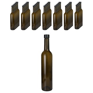 가인글로벌 와인500 갈색병 + 스탬핑 숏캡 블랙, 35개, 500ml