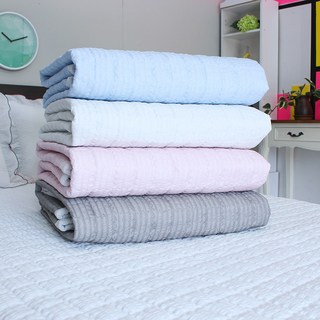 바숨 고정밴드 시어서커 여름 침대패드, 체크그레이