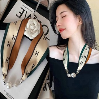 스카프 진주 자석스카프 쁘띠 미니 목걸이스카프