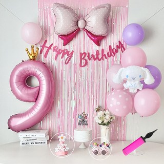 연지마켓 시나모롤 산리오 생일풍선 파티세트, 핑크풀세트(핑크숫자 9)