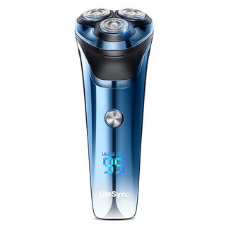 LifeSync 남자 전기면도기 3헤드 생활방수 건식 습식 면도 트리머 포함 FK373, 블루