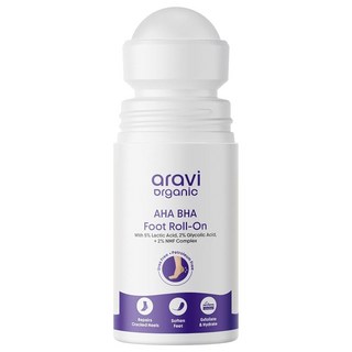 Aravi Organic AHA BHA 풋 롤온 | 젖산 5% 글리콜산 2% NMF 복합체 2% 굽 갈라짐 땀 및 색소 침착 방지 모든 피부 타입 우레아 석유 프리 50m, Aravi Organic AHA BHA 풋 롤온 | 젖