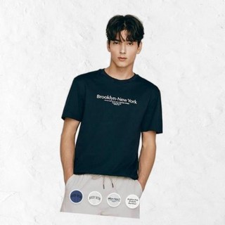지오다노 남성 여름 라운드넥 그래픽 프린트 레터링 면 반팔 티셔츠 095503