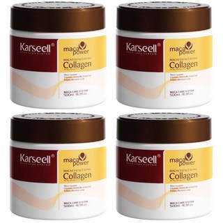 Karseell 콜라겐 리페어 헤어 마스크 파워 에센셜 리페어링 마카 에센스 카셀 헤어 트리트먼트 케라틴, 500ml, 4개
