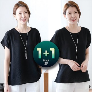 물론 여성 인견 반팔 단색 블라우스(1+1) 엄마옷 빅사이즈
