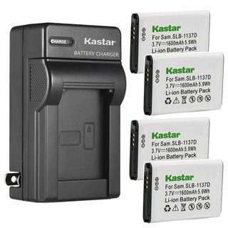 Kastar SLB1137D 삼성 정품 배터리 및 충전기 세트 – NV40, NV100HD, NV103, NV106 HD 호환 (1개 충전기 + 4개 배터리, 세금 포함)
