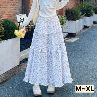 MHJINA 여성 플로럴 티어드 플라워 캉캉 스커트