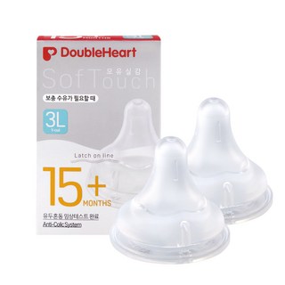 더블하트 소프트터치 모유실감 젖꼭지, 3L (15개월 이상), 2개