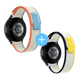 1+1 나인어클락 갤럭시워치 20mm 스포츠 믹스 플렉시블 벨크로 밴드 스트랩 시계줄 세트, 베이지그레이 세트, 1개