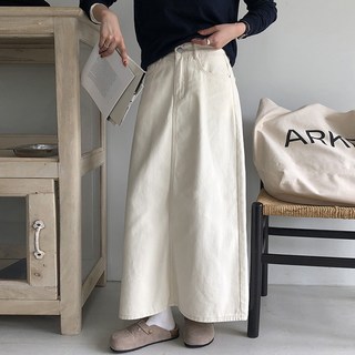 [made/4size] [미니.숏.기본.롱] 바잉몰 여성 프롬 A라인 뒷트임 코튼 데님 스커트 -7color