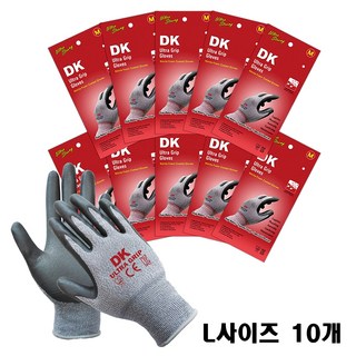 DK NBR 330 울트라그립 코팅장갑 L 사이즈 10켤레, 혼합색상, 10개