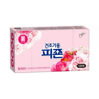건조기용 피죤 건조기시트 섬유유연제 오리지널 120매 X 1개 핑크로즈, 옐로미모사 120매 X 2개