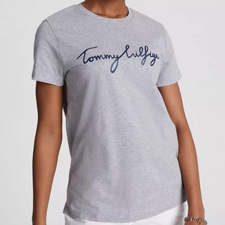 타미힐피거 남성 라운드넥 심플 시그니처 로고 반팔 티셔츠