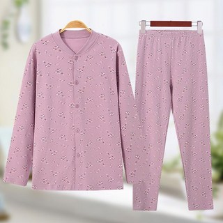 POMTOR 중장년 여성 순면 가디건 내복 세트