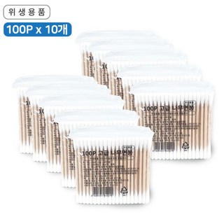 깨끗한나무 위생면봉 1000P 100Px10개/나무면봉/업소, 1개입, 1개