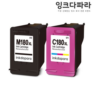 잉크다파라 삼성 호환잉크 INK-M180 C180 XL 세트 SL-J1660 J1663 J1665 J1770FW, 1세트, INK-M180 검정+컬러 호환