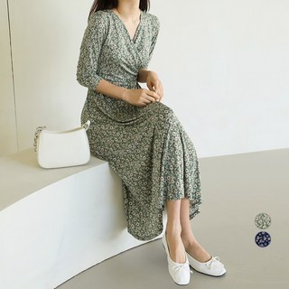 프롬코 여성 잔꽃무늬 플라워 롱 원피스