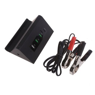 배터리 클립이 장착된 휴대용 DC 컨버터 12V/24V ~ 5V 4포트 USB 충전기 멀티포트 전원 어댑터 스마트폰 태블릿용, 1개