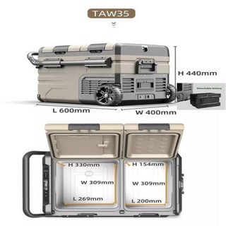 알피콜 차량 냉장고 캠핑 차량용 냉동고 용품 TAWAlpicool 자동차 RV 휴대용 12V 빠른 냉동 여행 야외 피크닉 쿨러, 35L with Battery