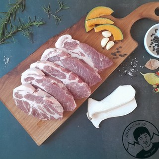 한푸짐 지리산 흑돼지 버크셔 목살(냉장) - 돼지껍데기 200g서비스, 1팩, 1_지리산흑돼지(목살)500g