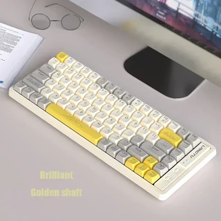 LangTu GK85 게임용 키보드 핫 스왑 인체 공학 무선 Bluetooth 트라이 모드 맞춤형 기계식 PC 액세서리, 03 GK85-Brilliant-gold