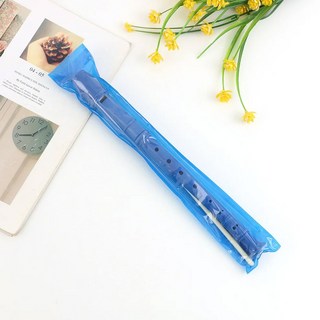 플라스틱 플루트 다채로운 녹음기 목관악기 초보자 뮤지컬 교육 청소 스틱 포함 8, dark blue, 1개