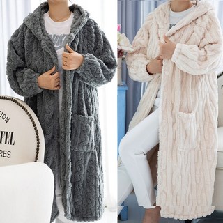 밍크 극세사 수면 후드 가운