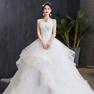 FANSYLI 섹시 일자 어깨 웨딩드레스