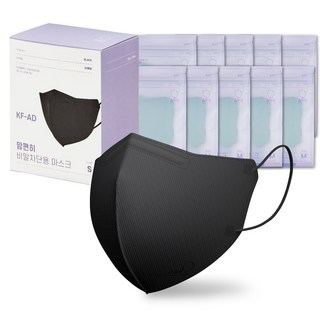 맘편히 비말차단 새부리형 컬러 마스크, 50매, 1개, KF-AD/소형/블랙