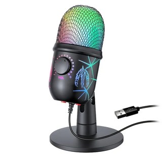 전문가용 USB RGB 마이크 전문가용 RGB 콘덴서 컴퓨터 PC 헤드폰 잭이 있는 플러그 앤 플레이 게임용 마이크 Led 조명 스튜디오 녹음을 위한 무소음 이득 소음 감소 You, V5, V5